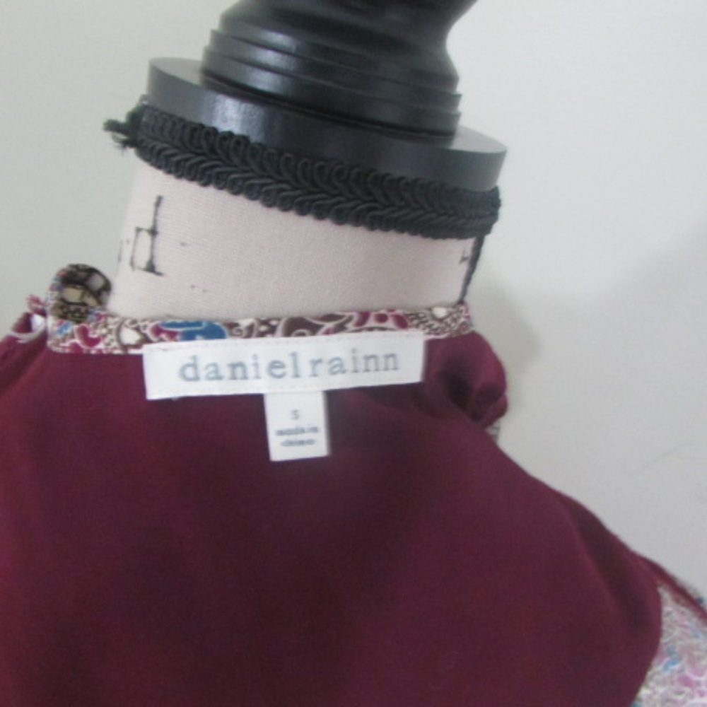 Daniel Rainn Blouse Boho Small Burgundy Print - Picture 8 of 8